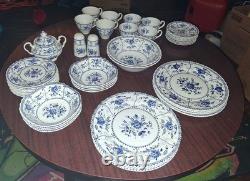 Vtg 46 Pc Johnson Brothers Blue Indies Service Set, 8 5 Pc Place Settings