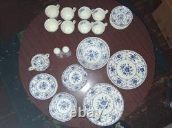 Vtg 46 Pc Johnson Brothers Blue Indies Service Set, 8 5 Pc Place Settings