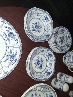Vtg 46 Pc Johnson Brothers Blue Indies Service Set, 8 5 Pc Place Settings
