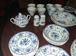 Vtg 46 Pc Johnson Brothers Blue Indies Service Set, 8 5 Pc Place Settings