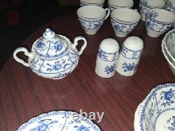 Vtg 46 Pc Johnson Brothers Blue Indies Service Set, 8 5 Pc Place Settings