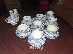 Vtg 46 Pc Johnson Brothers Blue Indies Service Set, 8 5 Pc Place Settings
