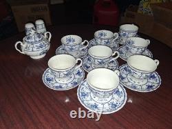 Vtg 46 Pc Johnson Brothers Blue Indies Service Set, 8 5 Pc Place Settings