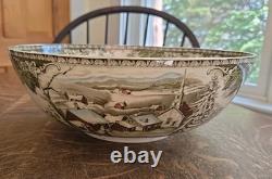 Vtg HTF Johnson Bros The Friendly Village Round Salad Serving Bowl 12 England