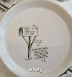 Vtg HTF Johnson Bros The Friendly Village Round Salad Serving Bowl 12 England