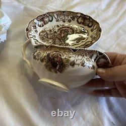 Vtg His Majesty Turkey Gravy Boat by Johnson Bros Transferware Made in England