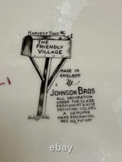 Vtg Johnson Bros Englandthe Friendly Village 3 Oval Serving Platters Harvest