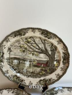 Vtg Johnson Bros Englandthe Friendly Village 3 Oval Serving Platters Harvest