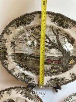 Vtg Johnson Bros Englandthe Friendly Village 3 Oval Serving Platters Harvest