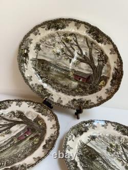 Vtg Johnson Bros Englandthe Friendly Village 3 Oval Serving Platters Harvest