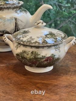 Vtg Johnson Bros Friendly Village Coffee/ Tea Set Made In England See Pictures