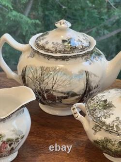 Vtg Johnson Bros Friendly Village Coffee/ Tea Set Made In England See Pictures