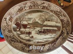 Vtg Johnson Bros Historic America Home for Thanksgiving Turkey Platter 20 Wide