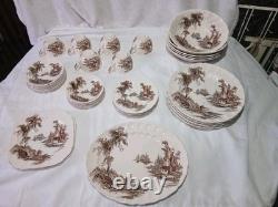 Vtg Johnson Bros THE OLD MILL Ironstone Transferware Dishes Service Set Of 43