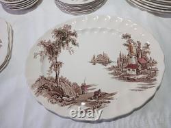 Vtg Johnson Bros THE OLD MILL Ironstone Transferware Dishes Service Set Of 43