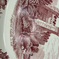 Vtg Pink Johnson Bros Old Britain Castles Transferware Lrg Platter Stafford Serv