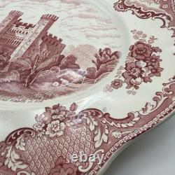 Vtg Pink Johnson Bros Old Britain Castles Transferware Lrg Platter Stafford Serv