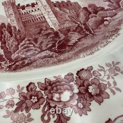 Vtg Pink Johnson Bros Old Britain Castles Transferware Lrg Platter Stafford Serv