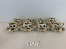 Vtg Possibly Ant Johnson Bros. Porcelain Set of 8 Cups & Saucer with Pheasant Dec