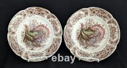 Vtg. RARE (2) Johnson Bros WILD TURKEY Windsor Ware 8 SALAD PLATES NICE Vtg. RARE (2) Johnson Bros WILD TURKEY Windsor Ware 8 SALAD PLATES NICE