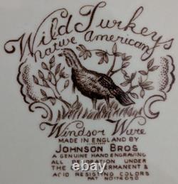 Vtg. RARE (2) Johnson Bros WILD TURKEY Windsor Ware 8 SALAD PLATES NICE Vtg. RARE (2) Johnson Bros WILD TURKEY Windsor Ware 8 SALAD PLATES NICE