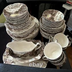 Vtg SET of 68 OLDE ENGLISH COUNTRYSIDE IRONSTONE DINNERWARE JOHNSON BROS. NICE