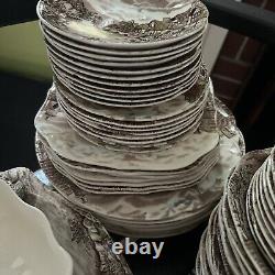 Vtg SET of 68 OLDE ENGLISH COUNTRYSIDE IRONSTONE DINNERWARE JOHNSON BROS. NICE