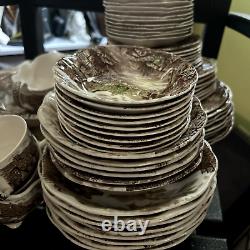 Vtg SET of 68 OLDE ENGLISH COUNTRYSIDE IRONSTONE DINNERWARE JOHNSON BROS. NICE