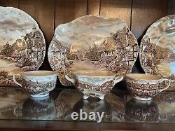 Vtg SET of 68 OLDE ENGLISH COUNTRYSIDE IRONSTONE DINNERWARE JOHNSON BROS. NICE