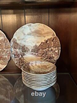 Vtg SET of 68 OLDE ENGLISH COUNTRYSIDE IRONSTONE DINNERWARE JOHNSON BROS. NICE