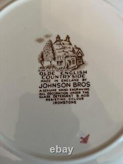 Vtg SET of 68 OLDE ENGLISH COUNTRYSIDE IRONSTONE DINNERWARE JOHNSON BROS. NICE