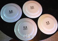 Vtg Set 4 BLUE WILLOW Johnson Bros 10.25 Dinner Plates DOUBLE WARRANT 2 Queens