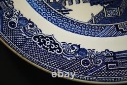 Vtg Set 4 BLUE WILLOW Johnson Bros 10.25 Dinner Plates DOUBLE WARRANT 2 Queens