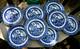 Vtg Set 8 Blue Willow Johnson Bros 7 Dessert/pie Plates Double Warrant 2 Queens