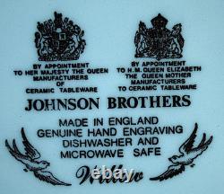 Vtg Set 8 BLUE WILLOW Johnson Bros 7 Dessert/Pie Plates DOUBLE WARRANT 2 Queens