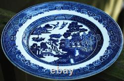 Vtg Set 8 BLUE WILLOW Johnson Bros 7 Dessert/Pie Plates DOUBLE WARRANT 2 Queens