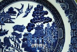Vtg Set 8 BLUE WILLOW Johnson Bros 7 Dessert/Pie Plates DOUBLE WARRANT 2 Queens