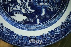 Vtg Set 8 BLUE WILLOW Johnson Bros 7 Dessert/Pie Plates DOUBLE WARRANT 2 Queens