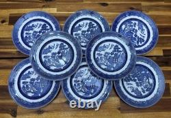 Vtg Set 8 OLD WILLOW BLUE Johnson Bros 7.5 Dessert/Pie Plates, England MINT