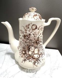 Windsor Ware Transferware Dover Brown Floral Set Johnson Bros, Tea&Coffee Pot