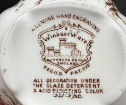 Windsor Ware Transferware Dover Brown Floral Set Johnson Bros, Tea&Coffee Pot